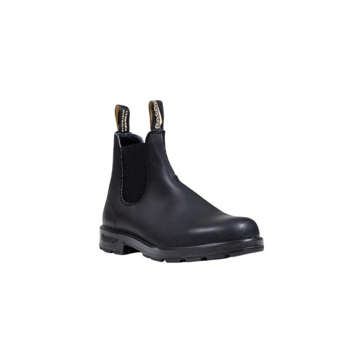 Bottes Blundstone pour homme en cuir noir, modèle Chelsea, avec empiècements élastiques latéraux et languettes de tirage.