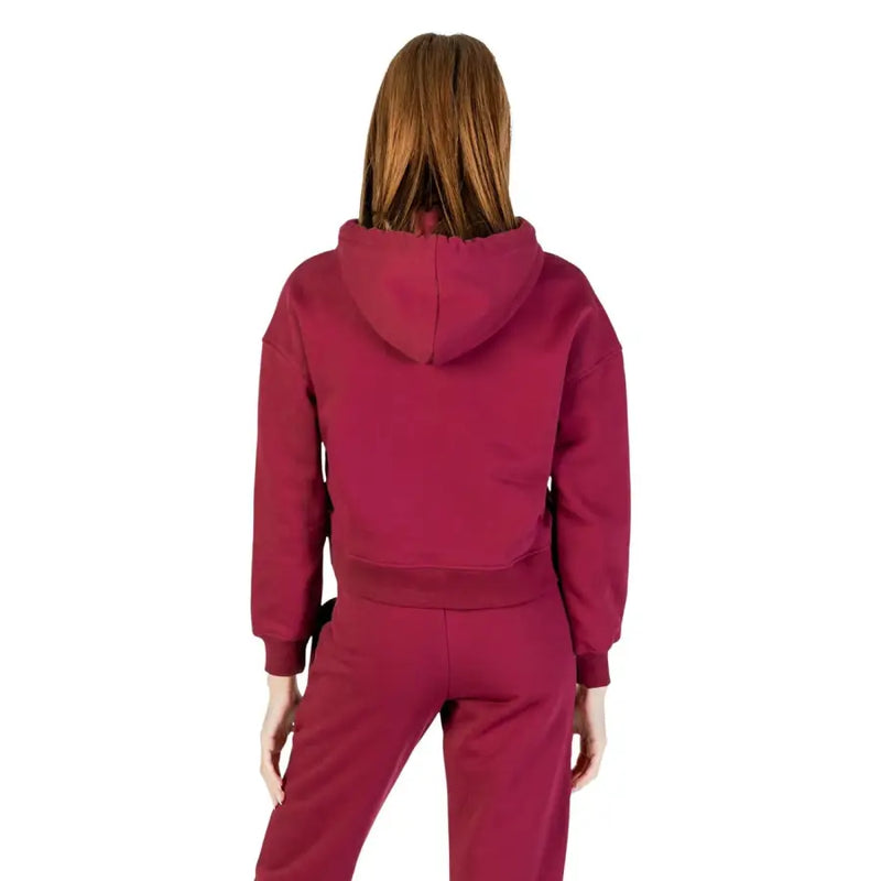 Bordeaux Hooded Womens Sweatshirt in maroon with relaxed fit and ribbed cuffs