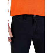 Borghese men trousers black denim jeans with classic five-pocket design and silver button at waistband