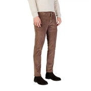 Borghese men trousers slim fit brown corduroy with subtle vertical ribbing suitable for formal and casual wear