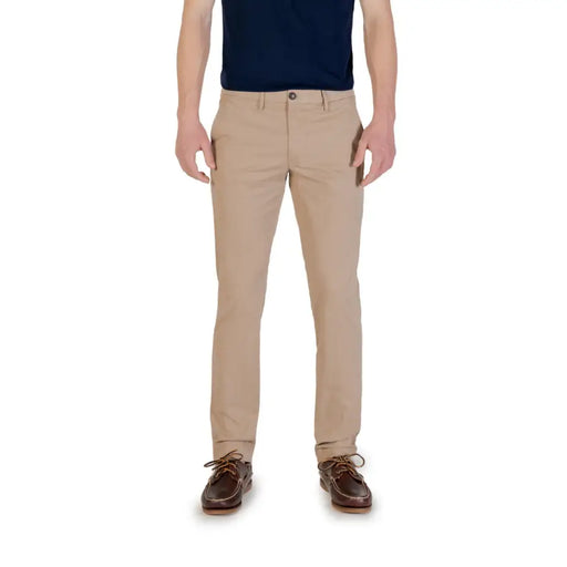 Chino kaki Borghese Pantalon pour homme à la coupe classique et aux détails de couture discrets, en tissu mélangé de coton
