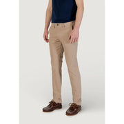Khaki classic fit chino pants with subtle stitching details from borghese men trousers collection
