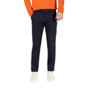 Pantalon chino bleu marine coupe slim avec cinq poches classiques, issu de la collection de pantalons pour hommes Borghese.