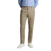 Pantalon chino kaki Borghese pour homme, coupe classique à plis discrets, camel, 100 % lin, collection printemps-été, 579 g
