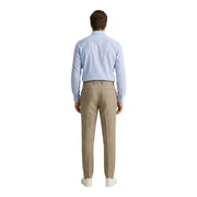 Pantalon homme beige Borghese, coupe camel ajustée, surpiqûres discrètes, 100 % lin, idéal printemps-été.