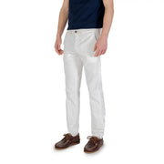 Borghese men trousers white chino slim fit with subtle stitching details for a clean, modern look