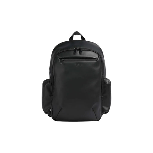 Sac à dos Boss Jace pour homme en cuir noir, avec logo discret et design minimaliste, vue de face
