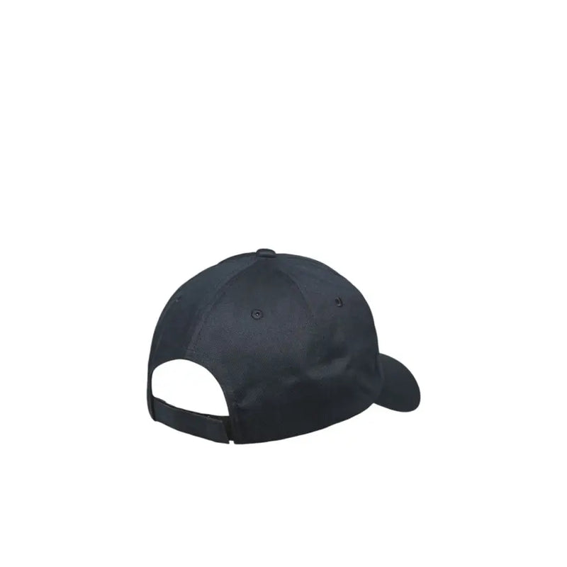 Black baseball cap with adjustable strap and curved brim.