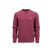 Pull en cachemire Boss pour homme, couleur bordeaux, avec poignets et ourlet côtelés et écusson logo, vue de face