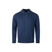 Polo en maille de coton Boss pour homme, bleu marine, avec logo discret sur la poitrine, vue de face