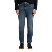 Jean Boss pour homme, bleu, coupe droite classique, ourlets roulés (vue de face)