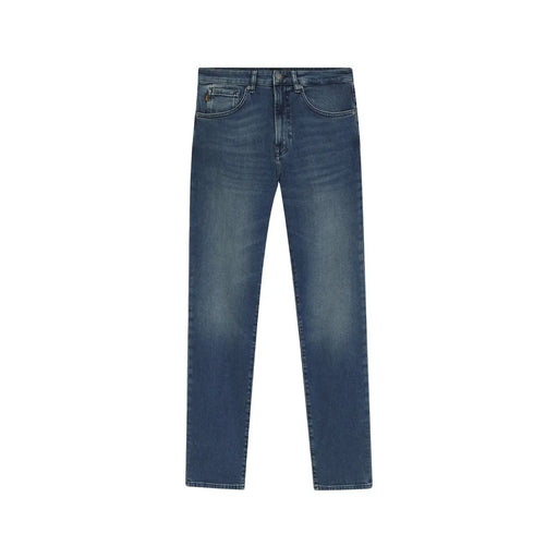 Jean Boss Jeans pour homme, bleu foncé, coupe droite, cinq poches, vue de face
