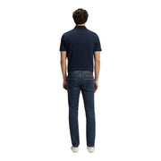 Jean Boss Jeans Delaware pour homme, bleu foncé, cinq poches, délavage discret aux cuisses, vue de face