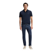 Polo Boss Jeans Delaware pour homme, bleu marine, avec logo carré discret sur la poitrine, vue de face