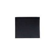Black leather bifold wallet with inside pockets and compartments for men