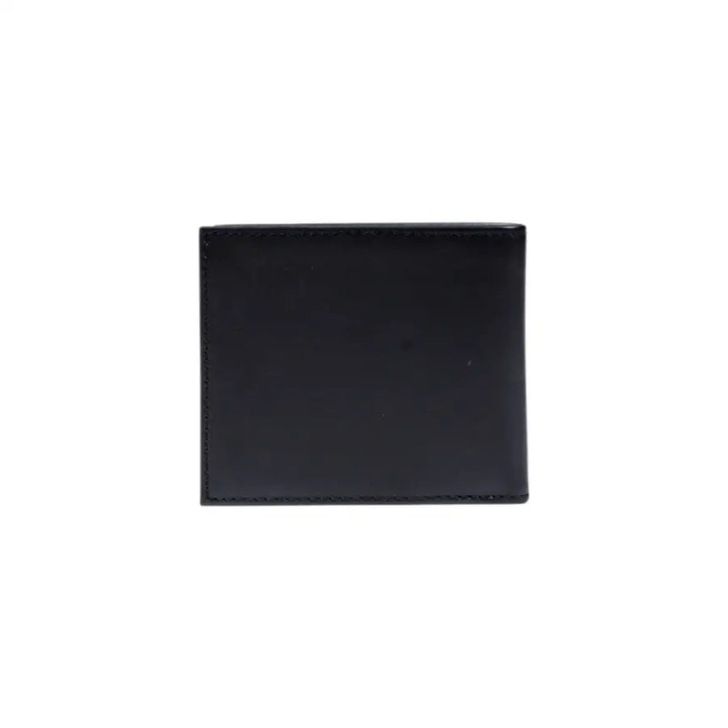 Black leather bifold wallet with inside pockets and compartments for men
