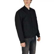 Boss men black zip blazer cotton polyamide jacket with sleek minimalist design and subtle stitching details