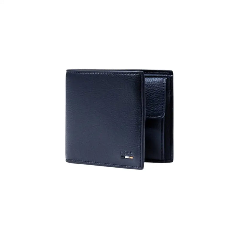 Dark blue bifold leather wallet with coin pocket from Boss Men Fall Winter collection