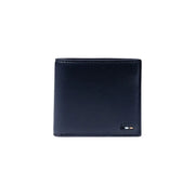 Navy blue leather bifold wallet from Boss Men with interior pockets, size 10.5 x 9