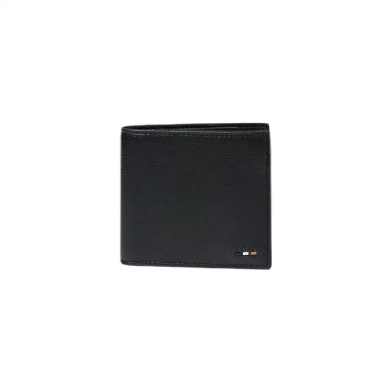 Black leather bi-fold wallet from Boss Men Blue Fall Winter collection with interior pockets