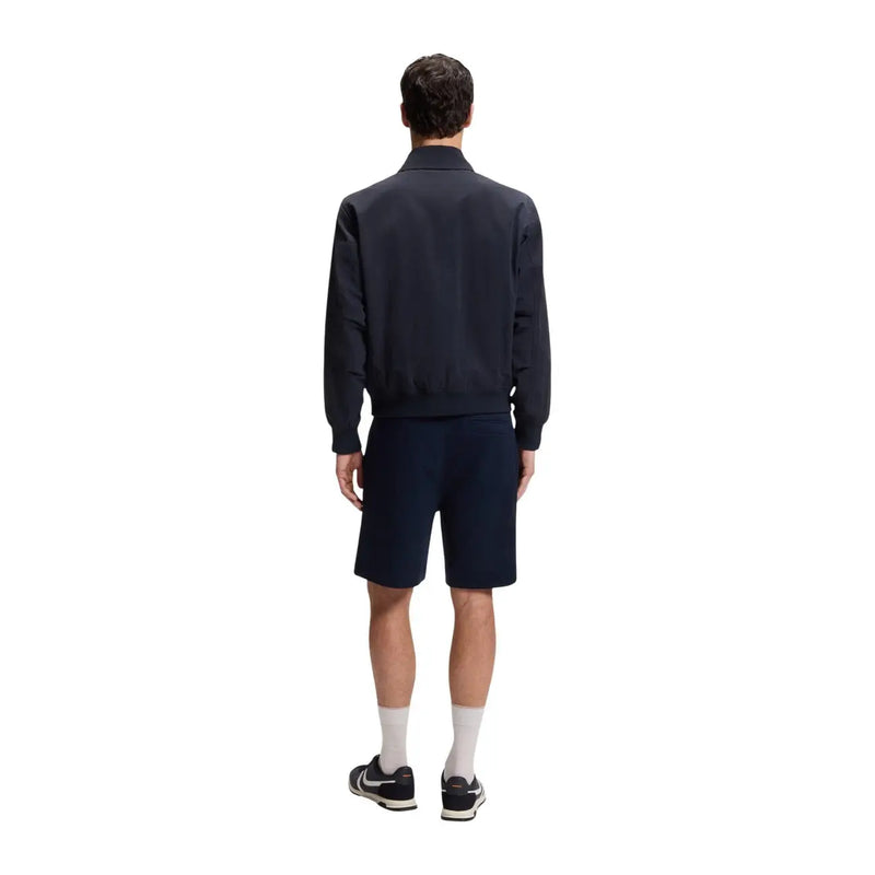 Blouson aviateur bleu marine à poignets et ourlet côtelés, en polyester, coupe classique, par Boss Men