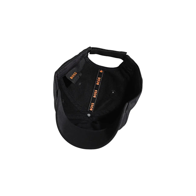 Noir Hugo Casquette de baseball Boss avec logo orange à l'intérieur, 100 % coton, accessoire printemps-été