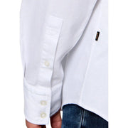 Chemise homme Boss en coton blanc à manches longues, coupe classique décontractée, avec un tissage légèrement texturé et des boutons assortis