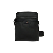 Texture noire Hugo Sac bandoulière Boss en polyester noir avec fermeture éclair et logo discret, dimensions L16 x H20 cm