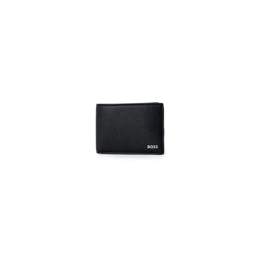 Black leather bi-fold wallet from Boss Men Fall Winter collection displayed on a white background