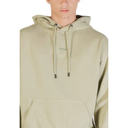 Beige hugo boss cotton hoodie with drawstring hood and front pocket for men in a casual style