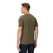 T-shirt en coton vert pour homme, col rond, manches courtes, style décontracté.