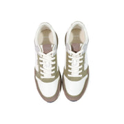 White and olive green Hugo Boss men green sneaker sporty polyester shoes with sleek modern design