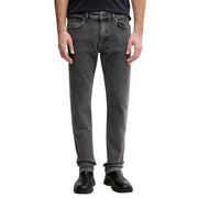 Jean gris foncé en coton stretch pour homme, coupe droite, cinq poches classiques, coupe slim, article 50553402