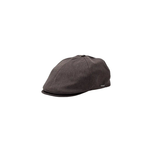 Casquette plate Boss pour homme, en viscose grise mélangée, avec une texture tissée gris foncé et une petite étiquette de marque, idéale pour le printemps et l'été.