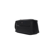 Sac à main Boss pour homme, trousse de toilette en polyuréthane noir avec finitions en cuir texturé et fermeture éclair argentée, dimensions : 23 x 11 x 10 cm