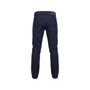 Jean Boss pour homme, coupe classique, en coton stretch bleu indigo foncé, avec jambe droite et délavage subtil.