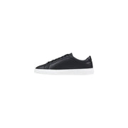 Baskets basses en cuir noir à lacets pour homme Boss top avec du cuir noir et une semelle en caoutchouc blanc