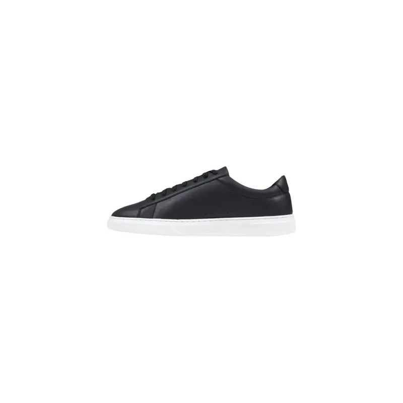 Baskets basses en cuir noir à lacets pour homme Boss top avec du cuir noir et une semelle en caoutchouc blanc