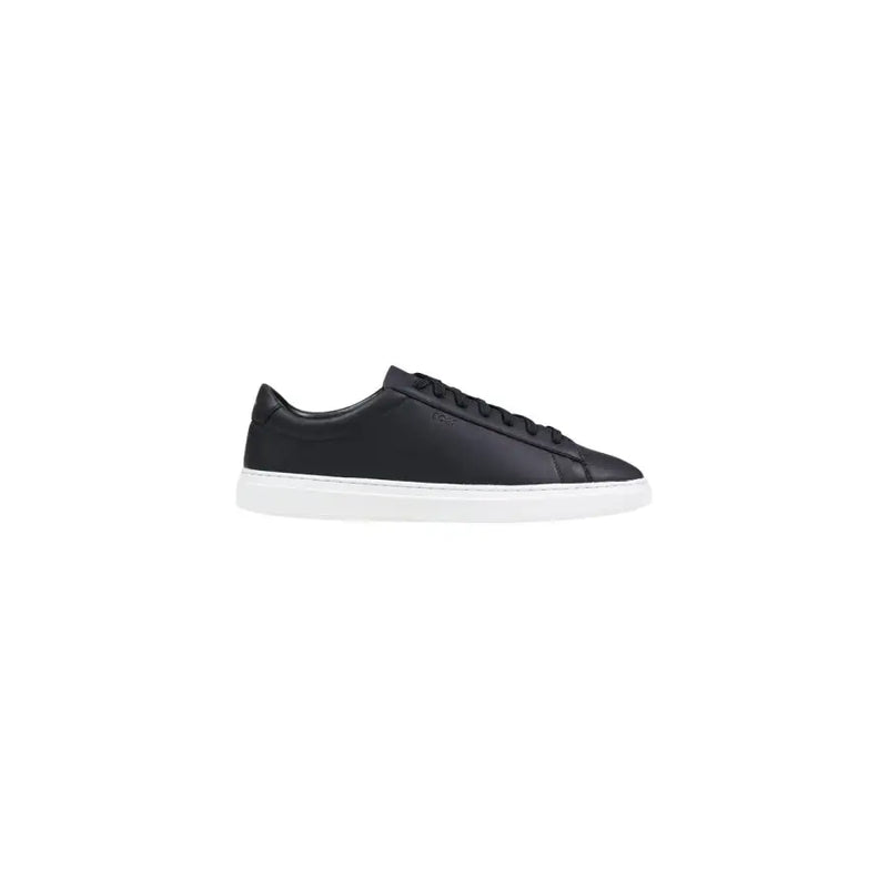 Baskets basses en cuir noir à lacets pour homme Boss top avec une tige en cuir noir et une semelle en caoutchouc blanc