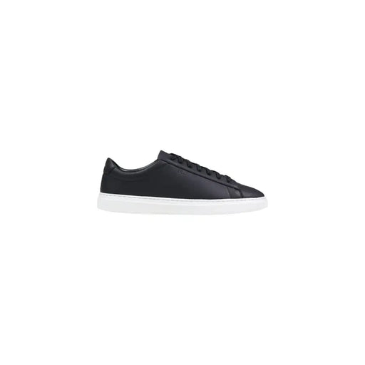 Baskets basses en cuir noir à lacets pour homme Boss top avec une tige en cuir noir et une semelle en caoutchouc blanc