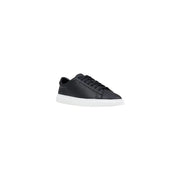 Baskets basses en cuir noir à lacets pour homme Boss top avec du cuir noir et une semelle en caoutchouc blanc