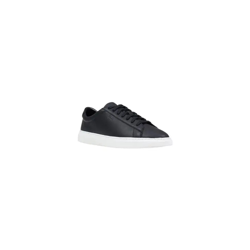 Baskets basses en cuir noir à lacets pour homme Boss top avec du cuir noir et une semelle en caoutchouc blanc
