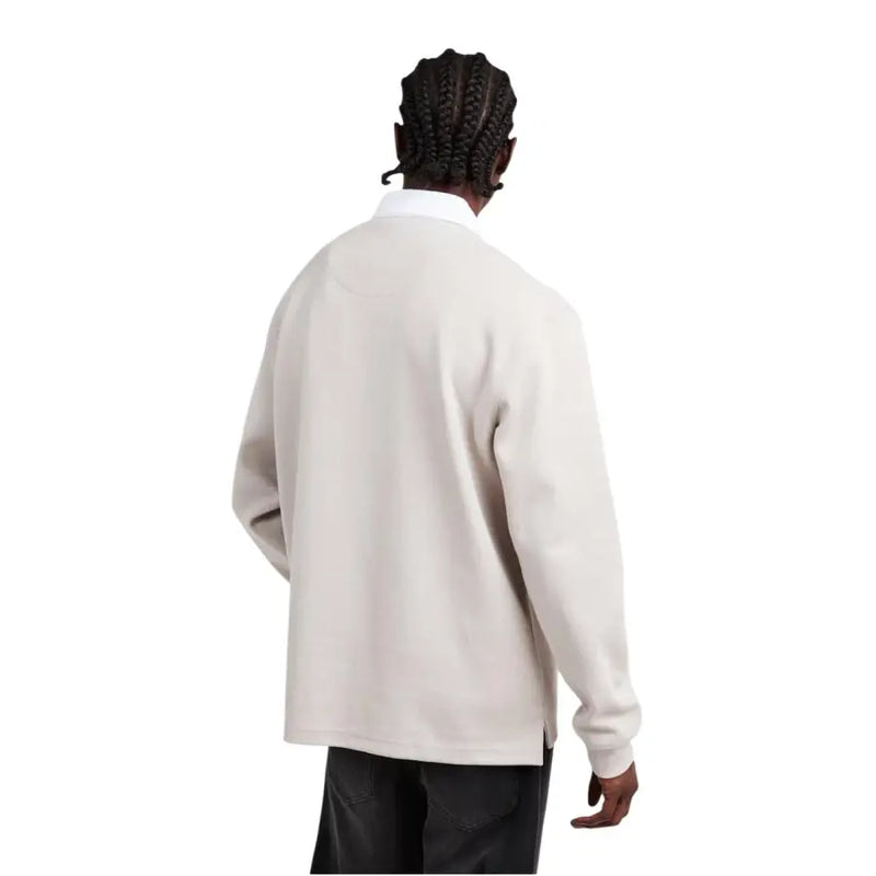 Polo Boss Men beige à manches longues, col et poignets côtelés en mélange de coton gris 50554315