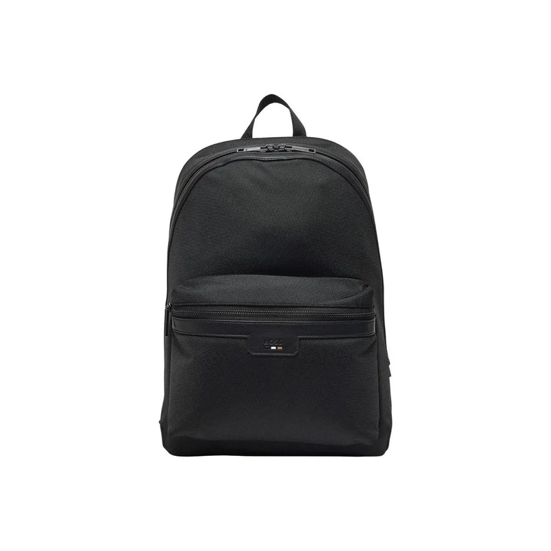 Sac à dos Boss pour homme en polyester noir 30x40x14 cm, doté d'un sac à dos en nylon texturé noir au design minimaliste et au logo discret.
