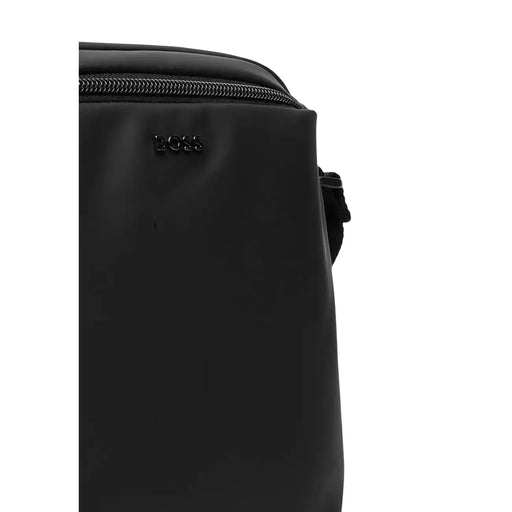 Noir Hugo Sac bandoulière Boss pour homme, finition polyuréthane mate élégante et coutures discrètes, dimensions 16 x 22 x 6 cm