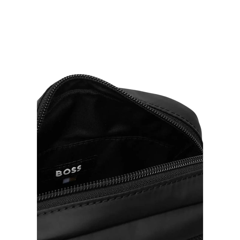 Noir Hugo Sac bandoulière Boss au design minimaliste et élégant, en tissu polyuréthane résistant, mesurant 16 x 22 x 6 cm.