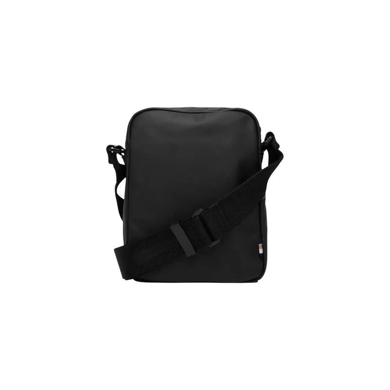 Sac bandoulière homme Black Boss en polyuréthane avec bandoulière réglable en nylon et design minimaliste, dimensions 16 x 22 x 6 cm