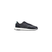 Baskets Boss pour homme, finition noire mate avec détails gris, en polyester à lacets, idéales pour le printemps et l'été.