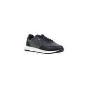 Gris foncé et noir hugo Baskets pour homme style patron, lacets en polyester gris et semelle en caoutchouc blanc, idéales pour le printemps et l'été.