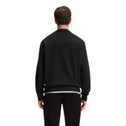Sweat-shirt noir pour homme, col rond, manches longues, finitions blanches.